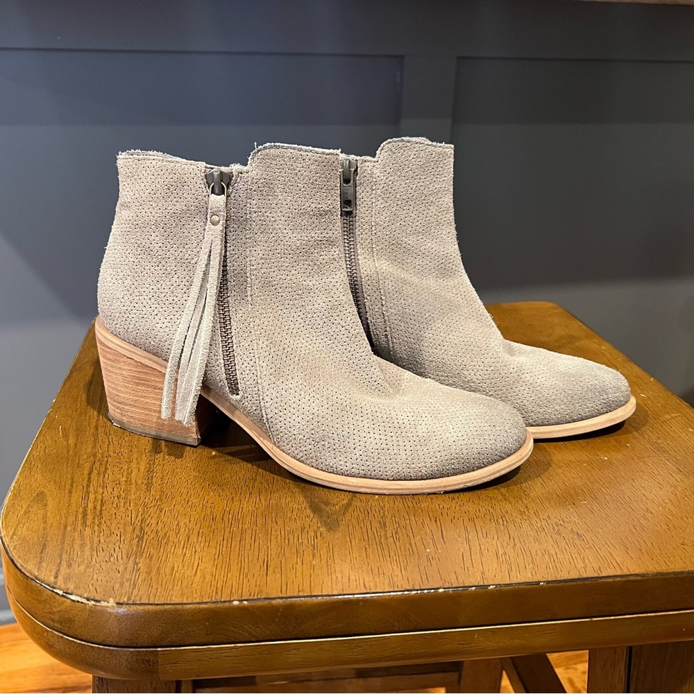 Hinge Gray Suede Ankle Booties